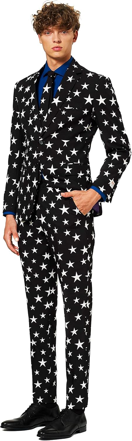 OppoSuits Herren Prom Suits for Men – Harleking – Comes with Jacket, Pants and Tie in Funny Designs