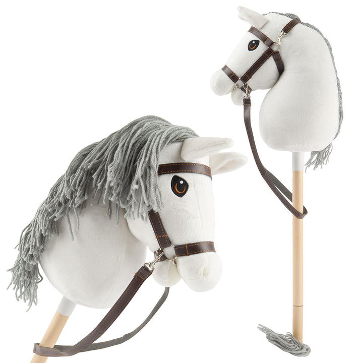 Bieco Hobby Horse Steckenpferd Schimmel - Grösse S, mit Trense | Abnehmbarer Stock & Schweif, für Sp
