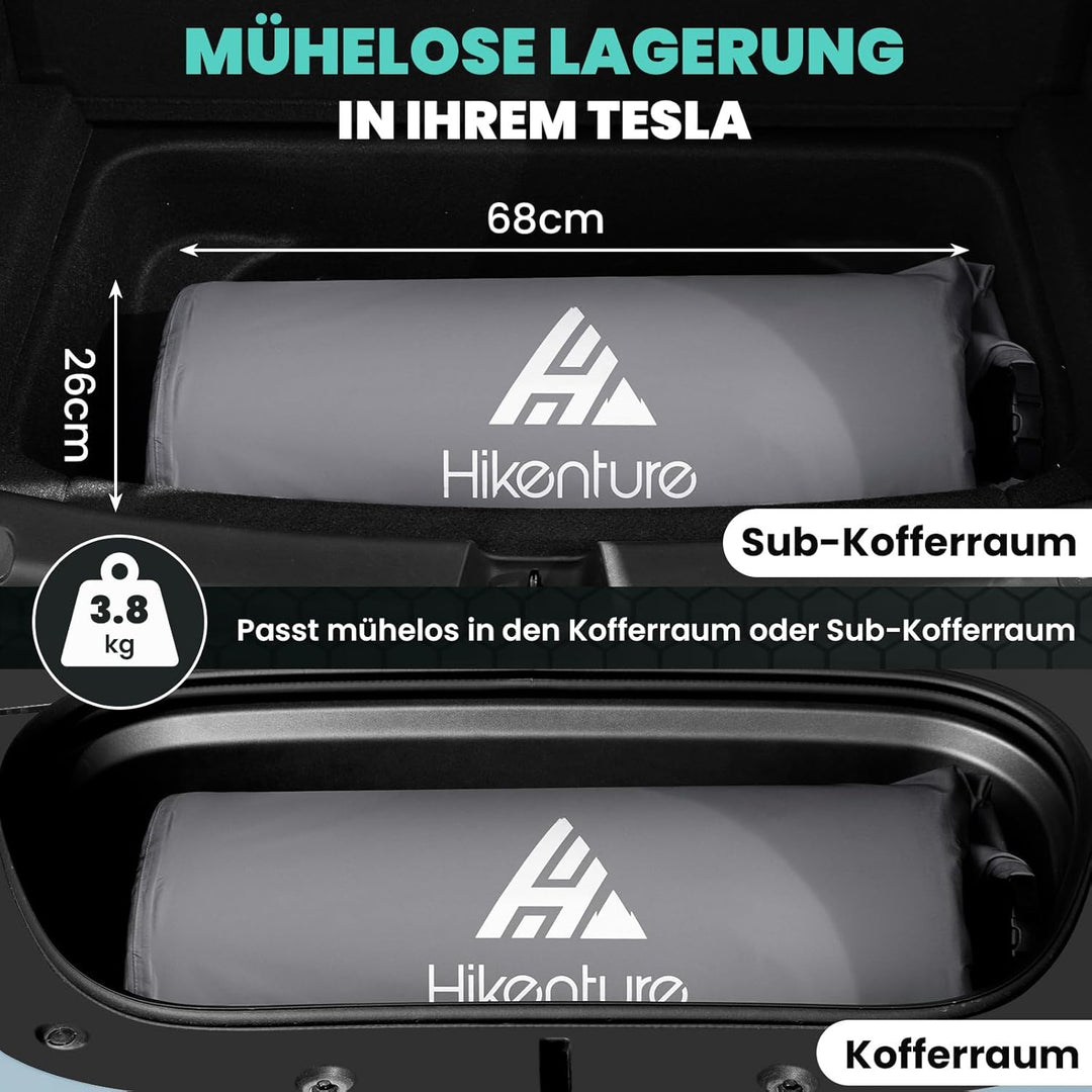 HIKENTURE Campingmatratze passend für Tesla Model Y, 8 cm Extra Dicke Selbstaufblasende Isomatte, Lu