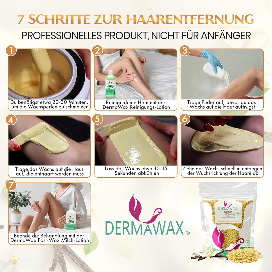 1 kg Dermawax Vanille Wachs Filmwachs Premium Heisswachs Waxing Perlen Wachsperlen ohne Wachsstreife