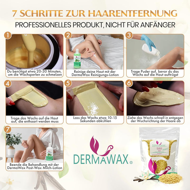 1 kg Dermawax Vanille Wachs Filmwachs Premium Heisswachs Waxing Perlen Wachsperlen ohne Wachsstreife