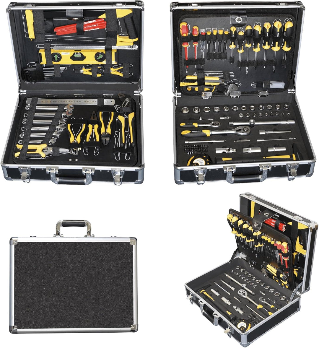 Werkzeugkoffer 130 tlg. | Heimwerker-Set | Werkzeugkasten aus Aluminium | Werkzeugtasche | Werkstatt