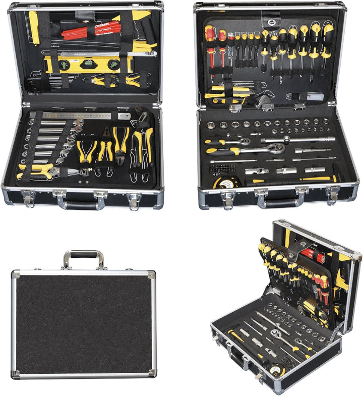 Werkzeugkoffer 130 tlg. | Heimwerker-Set | Werkzeugkasten aus Aluminium | Werkzeugtasche | Werkstatt