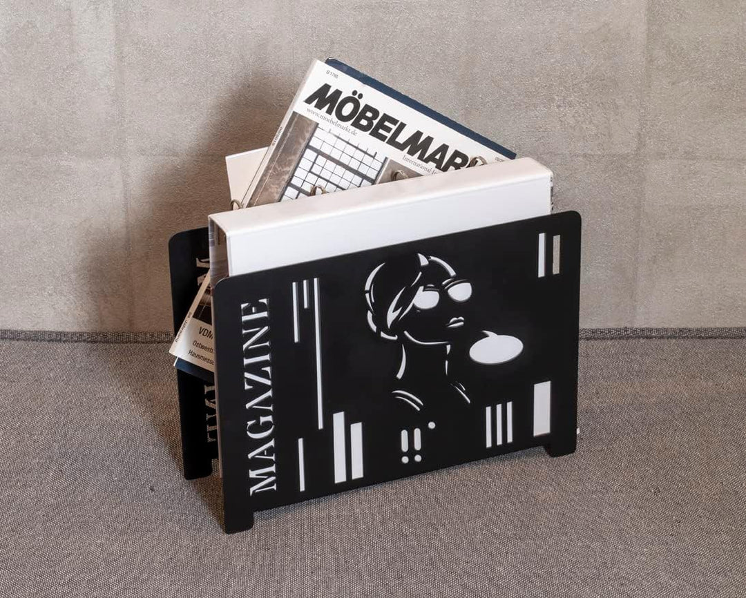 HAKU Zeitschriftenständer Metall schwarz Zeitungsständer Zeitungsablage - Masse: B 37 x H 26 x T 12