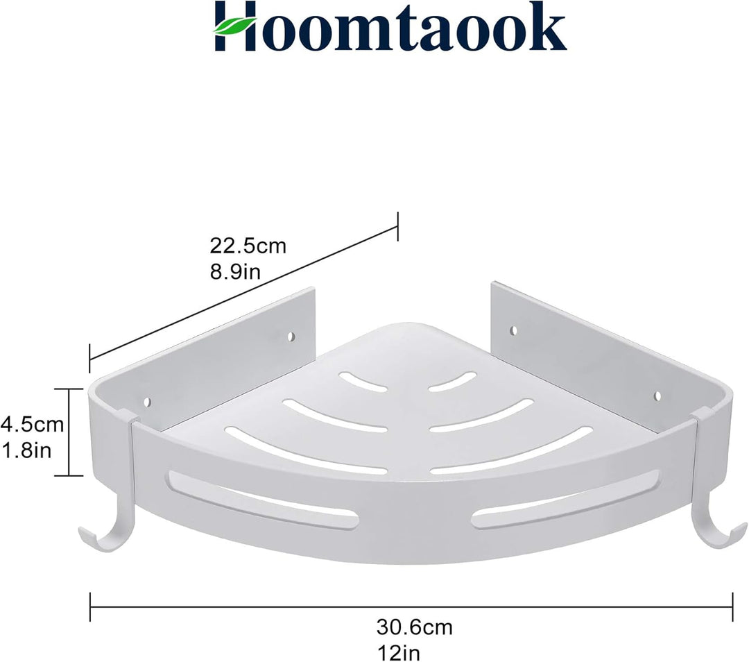Hoomtaook Duschablage Duschregal Weiss Ohne Bohren Ecke, Badezimmer Regal Badregal Aluminium Duschko
