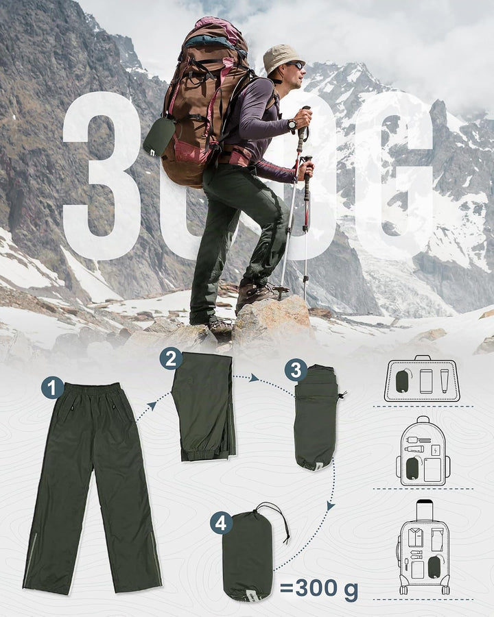 Outdoor Ventures Herren Regenhose Fahrrad Wasserdicht Atmungsaktiv Überziehhose Winddicht Outdoorhos