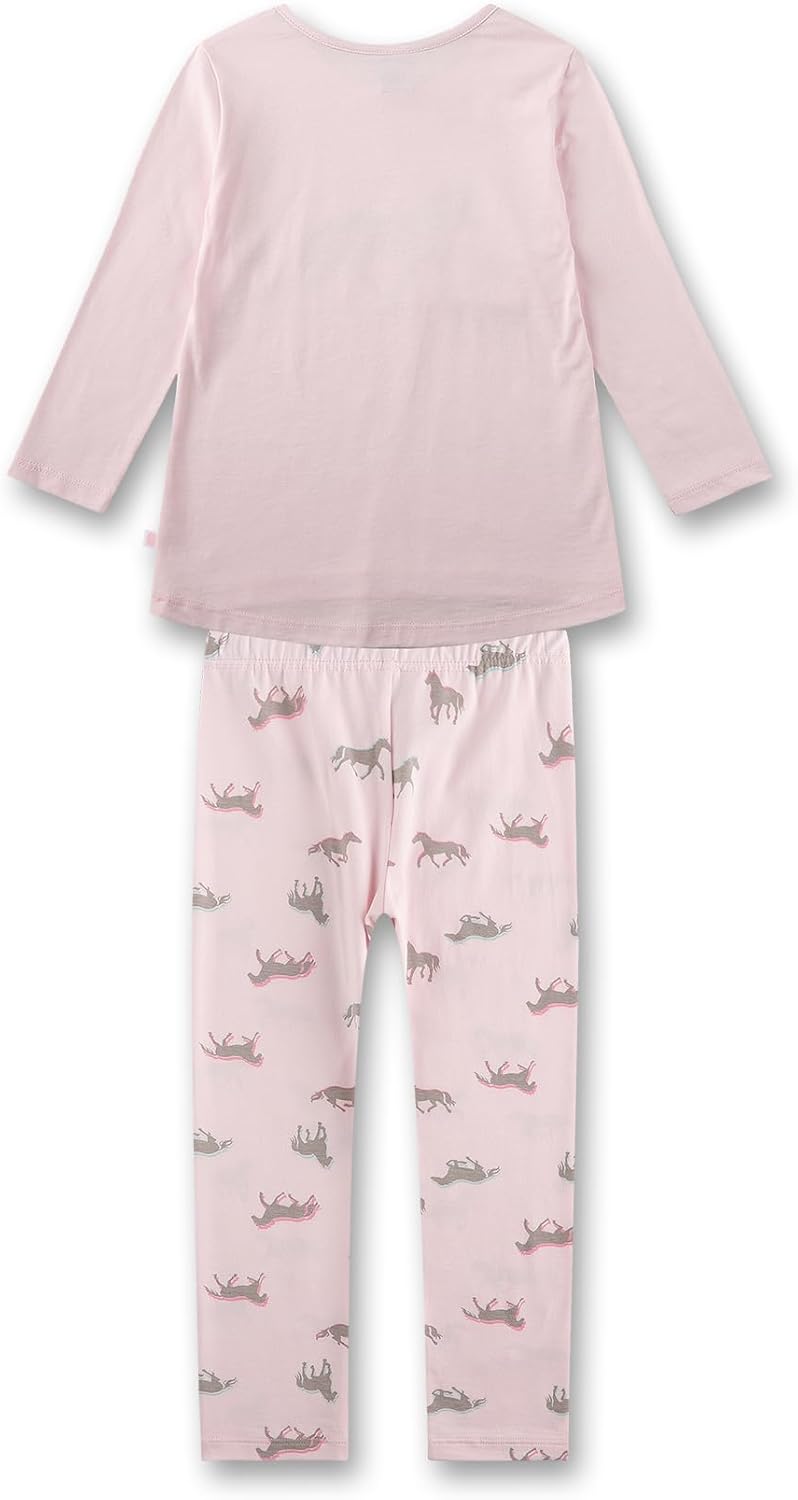 Sanetta Mädchen-Schlafanzug Pferd Rosa | Hochwertiger und bequemer Schlafanzug aus Bio-Baumwolle für