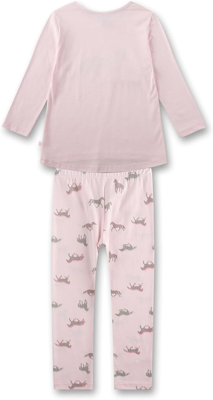 Sanetta Mädchen-Schlafanzug Pferd Rosa | Hochwertiger und bequemer Schlafanzug aus Bio-Baumwolle für