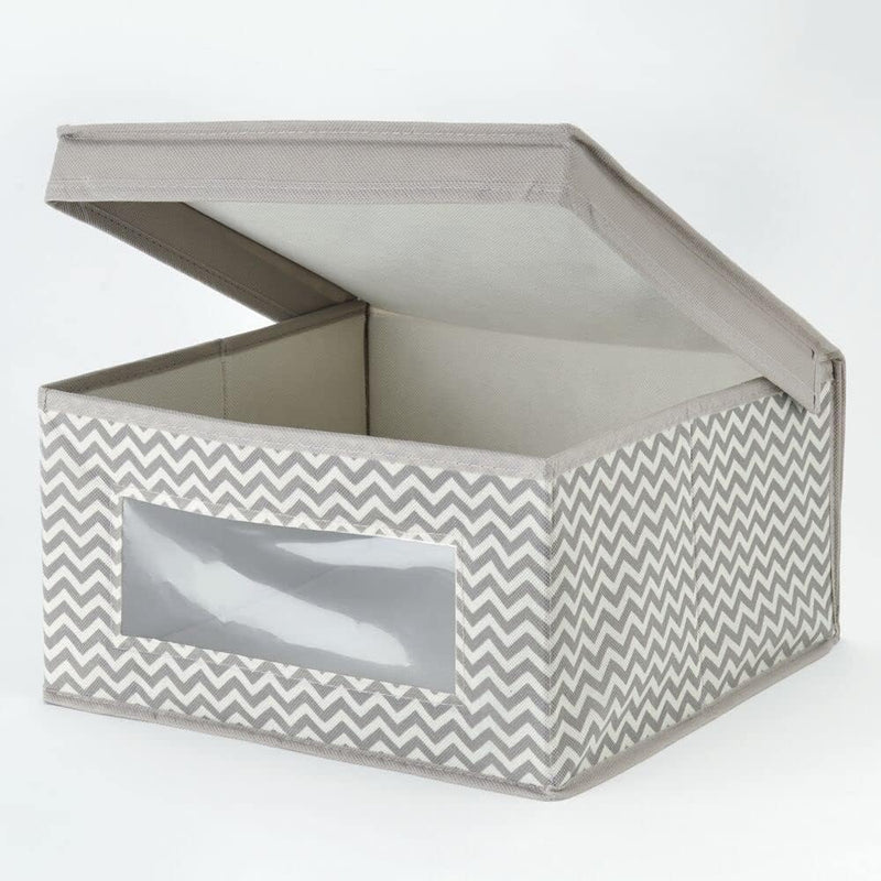 mDesign 6er-Set stapelbare Stoffbox mit Deckel für Kleidung usw. – mittelgrosse Aufbewahrungskiste m