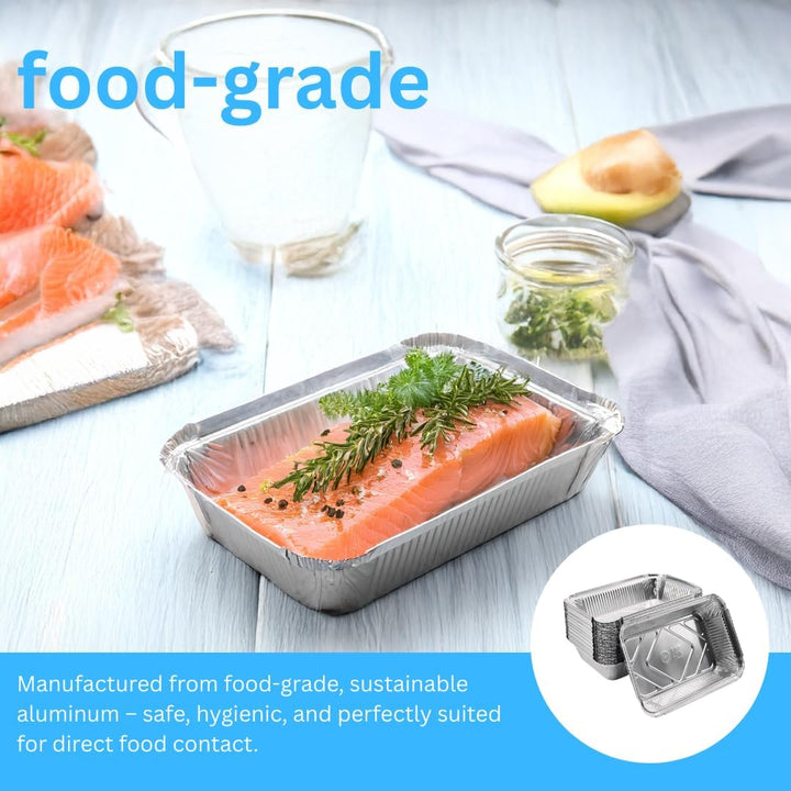 Enpack Aluschale R1-845L - 100 Stück Aluminiumschale mit Deckel - Menüschale - eckige Alu Form mit 8