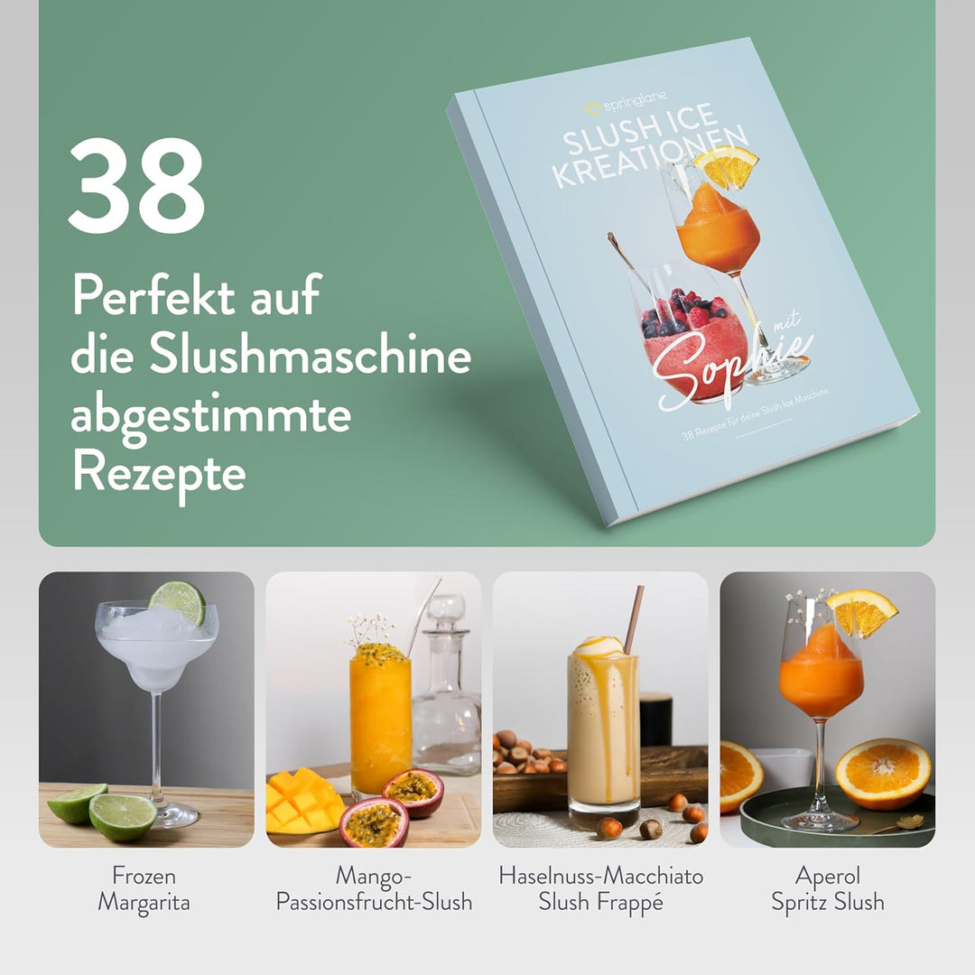 Springlane 2 Liter Slush Maschine inkl. Rezeptbuch, 5-in-1 Slushie Maschine für Slushies, Cocktails,