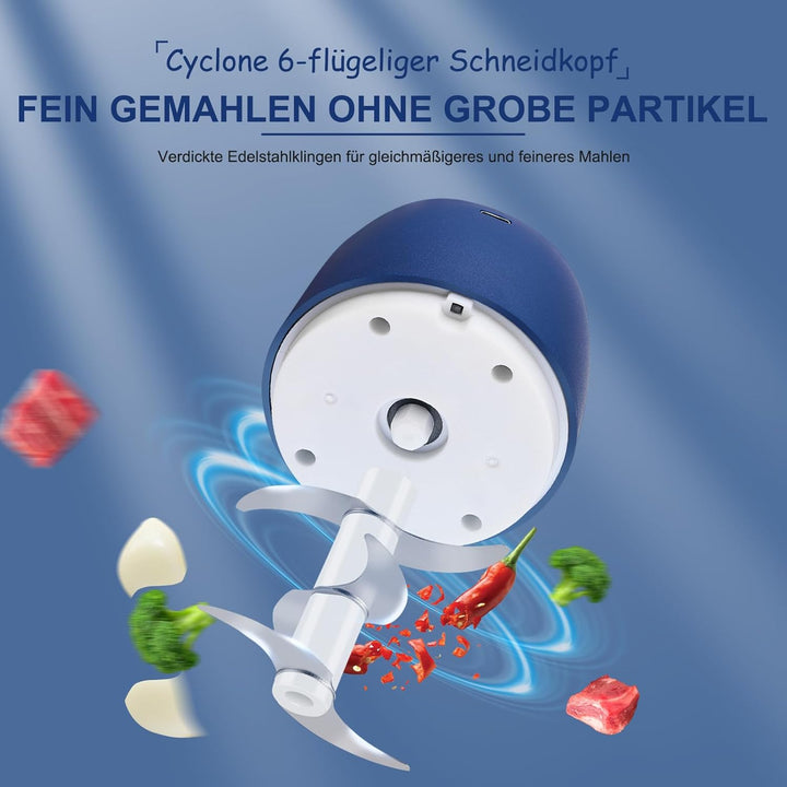 Zwiebel Zerkleinerer, Zerkleinerer Küche,350 ml,6 Edelstahlklingen,Mit Typ-C-Ladekabel für die heimi