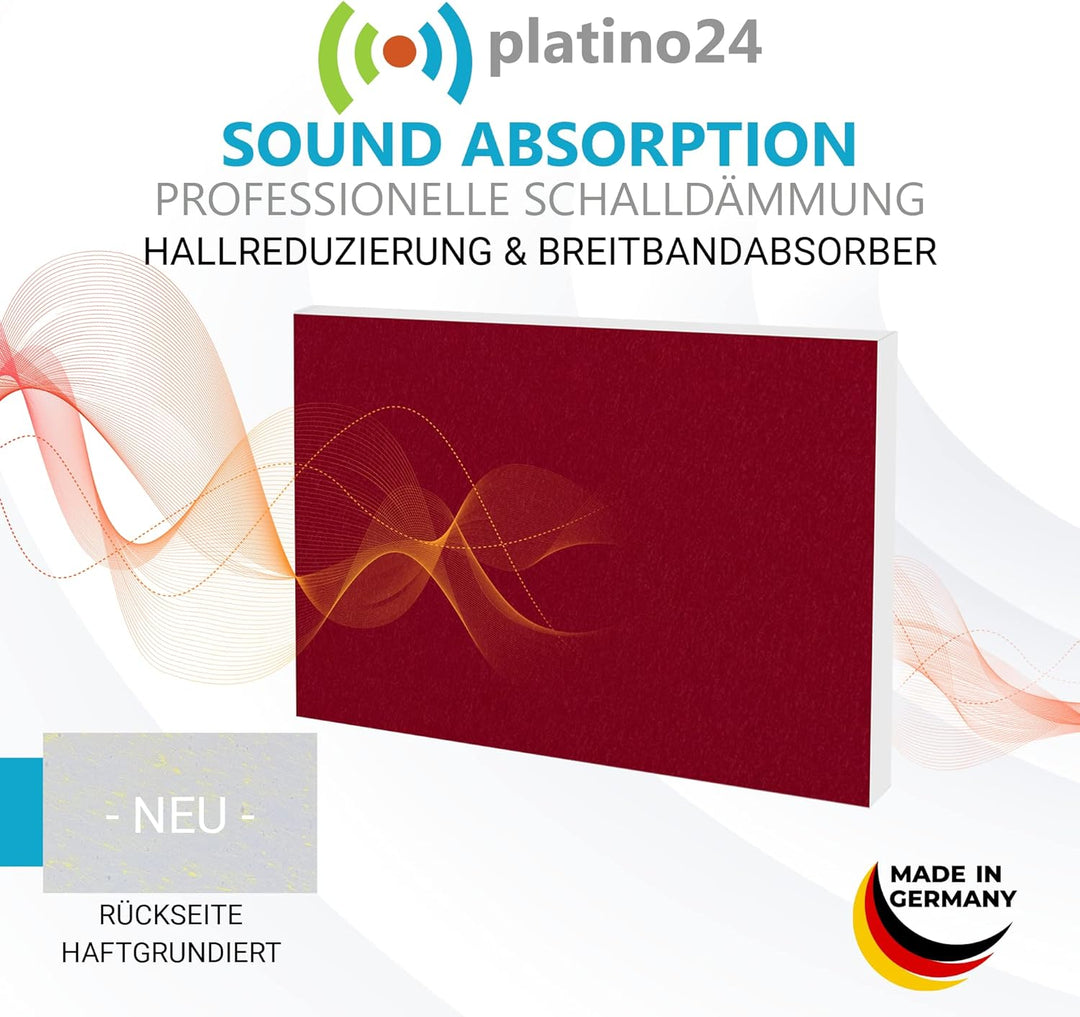 platino24 Schallabsorber COLORE aus Basotec G+ I Akustikpaneele mit Akustikfilz I 4 Wand-Paneele in