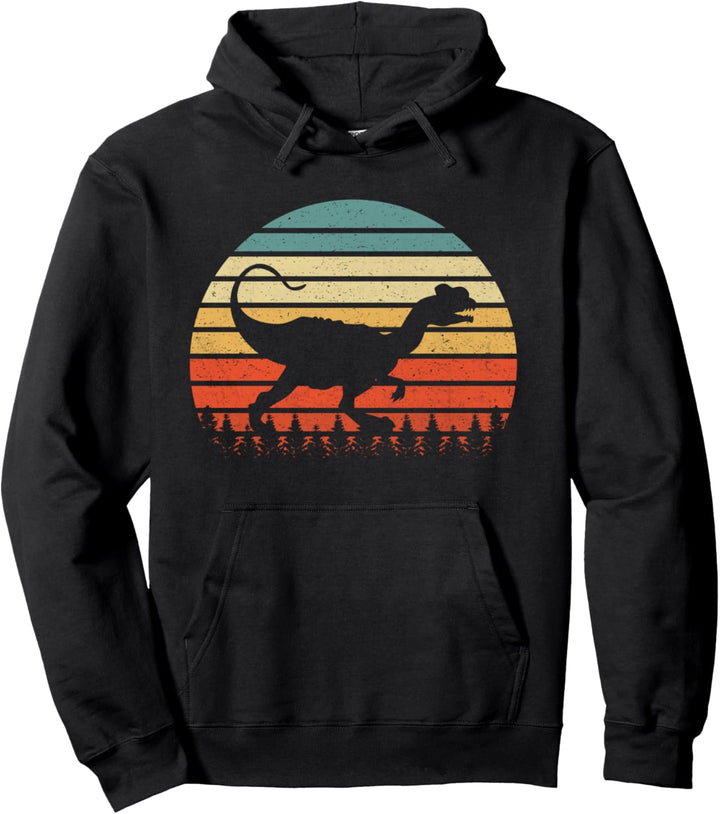 Vintage Dilophosaurus Dinosaurus Sunset Retro Pullover Hoodie