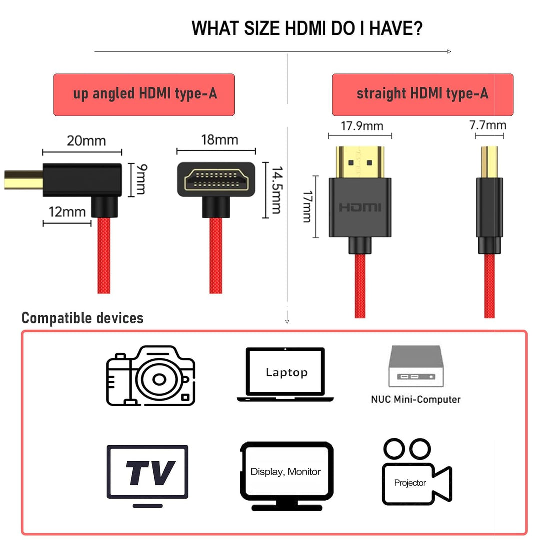 HangTon UP Angle HDMI, 8K 4K Kabel für Sony FX30 FX6 A9III A1 A7R5 A7IV, Lumix G9 GH5M2, Nikon Z6III