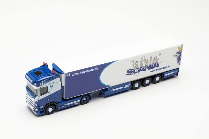 herpa 314466 Scania CS 20 HD Kühlkoffer-Sattelzug „TSU Bode“ Modell LKW Miniaturmodelle Kleinmodell