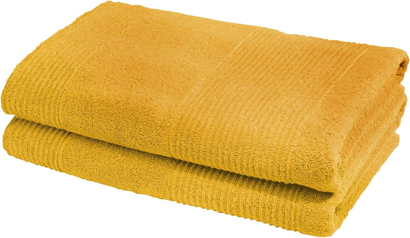 fleuresse Frottier 2828 2er-Set Duschtuch, mit Streifenbordüre und Kordelaufhänger, Ökotex Standard