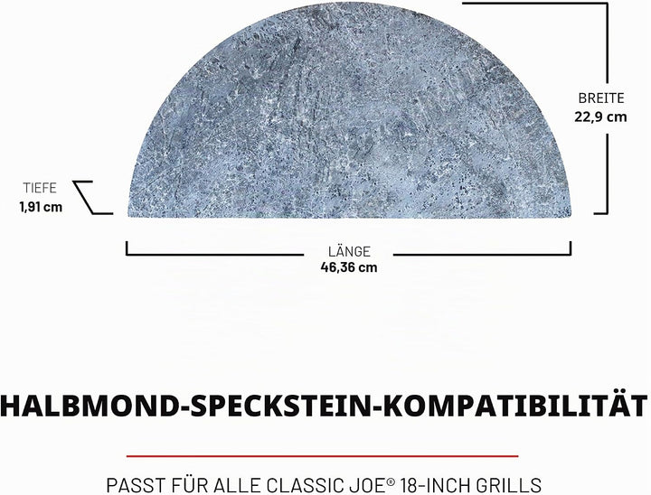 KamadoJoe KJ-HCGSSTONE, Halbmond Speckstein Kochfläche Grillzubehör Kompatibel mit Kamado Joe Classi