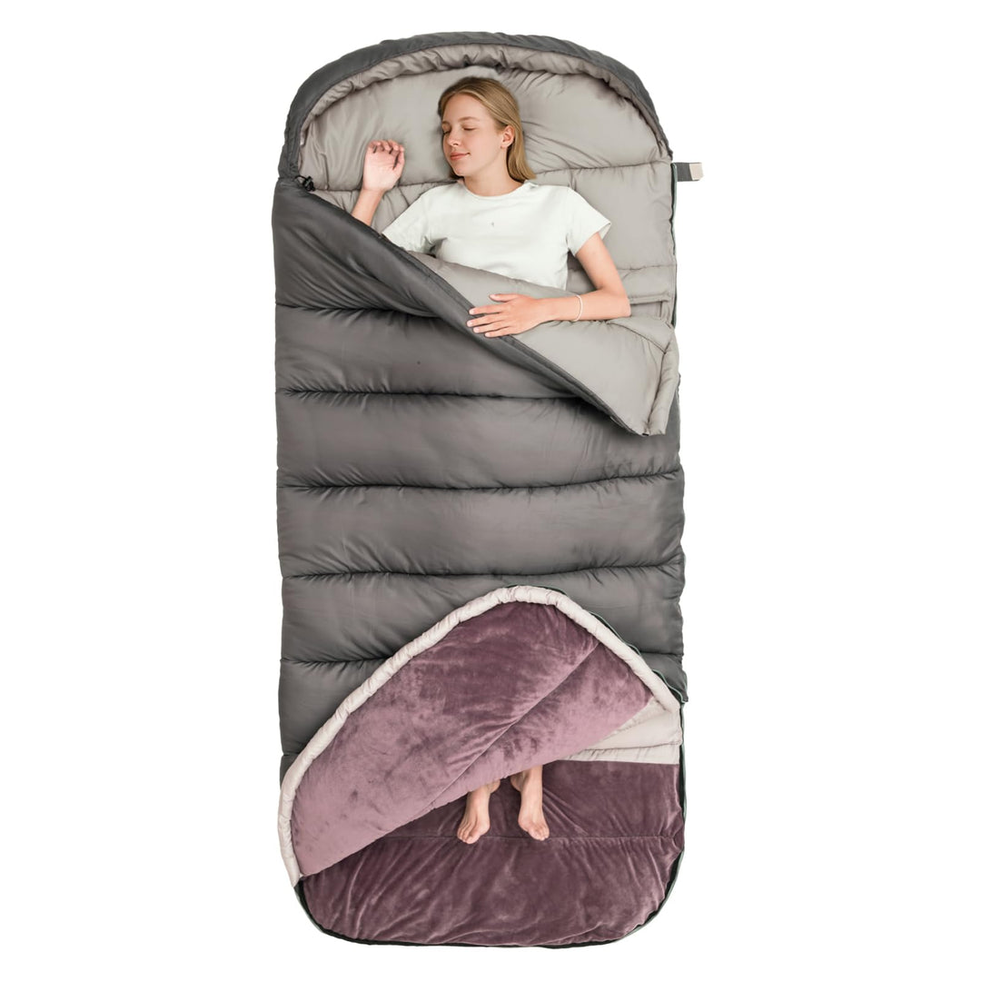 BISINNA Winter-Schlafsack Erwachsene 0°C Komfortzone - XL Extra Gross & Breit, 3,5kg Schwerlast Camp