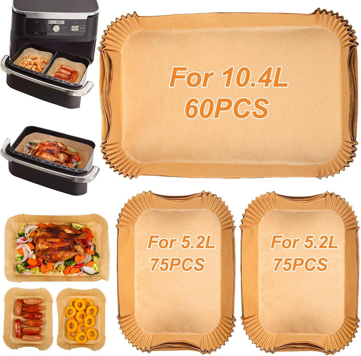 BYKITCHEN 210pcs Backpapier für Heissluftfritteuse Ninja Flex Drawer AF500EU 10,4L Dual Zone,Airfrye