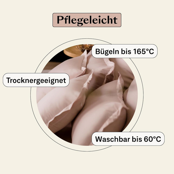 Mako Satin Bettwäsche Set 200x220cm + 80x80cm (2X Kissenbezüge), 100% ägyptische Baumwolle (Zertifiz