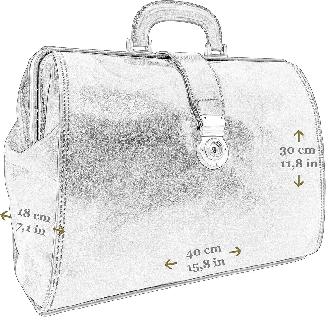 Time Resistance Arzttasche Leder - Arztkoffer - Doktortasche - Aus 100% Leder - Aktentasche für Ärzt