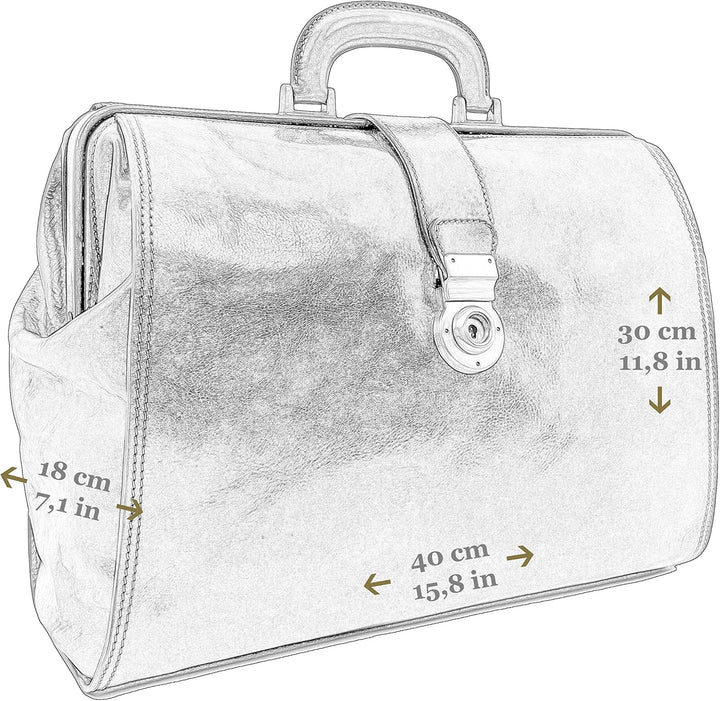 Time Resistance Arzttasche Leder - Arztkoffer - Doktortasche - Aus 100% Leder - Aktentasche für Ärzt