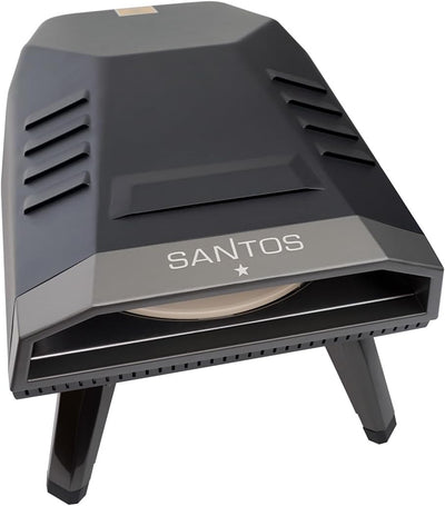 SANTOS Pizzaofen O-120 Starterset - Pizza-Drehteller & U-Brenner - Pizzastein Ø30,5cm - Gas-Pizzaofe