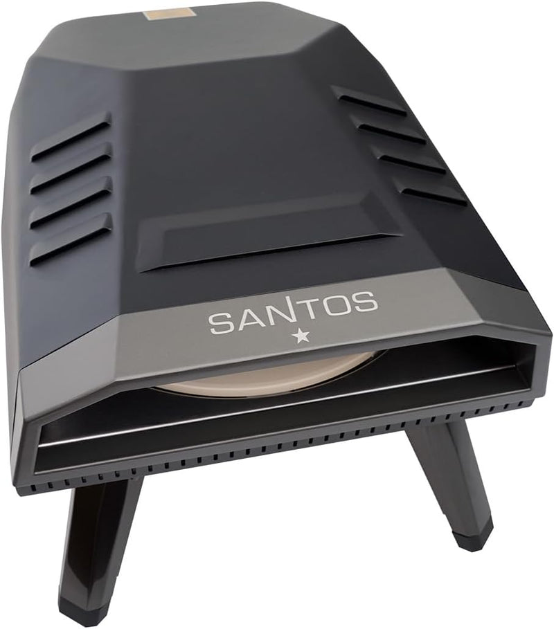 SANTOS Pizzaofen O-120 - inkl innovativem Pizza-Drehteller & U-Brenner - Pizzastein Ø30,5cm - 360° B