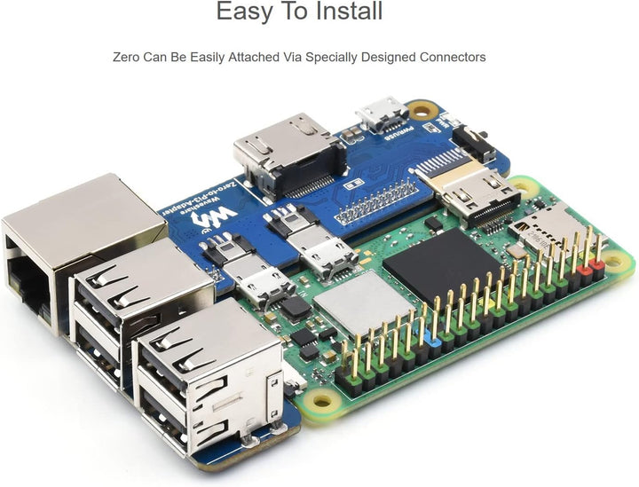Waveshare Pi Zero auf Raspberry Pi 3 Model B/B+ Adapter, Onboard 4-CH USB Port, 100M Ethernet Port u