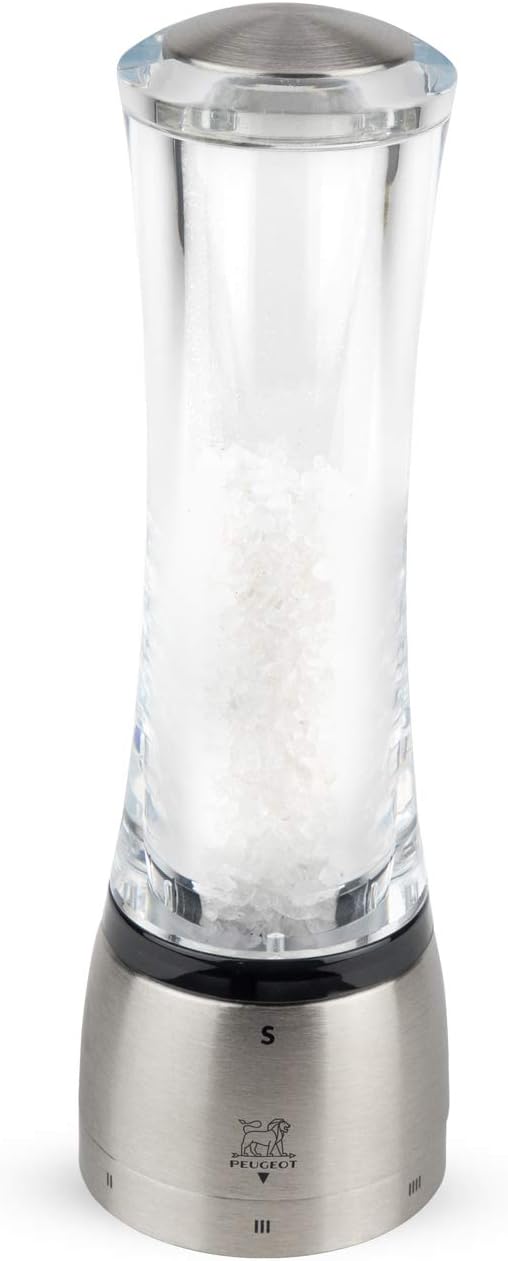 Peugeot Daman Manuelle Salzmühle, Mahlgradeinstellung u'Select, Acryl/Edelstahl, Transparent/Silber,