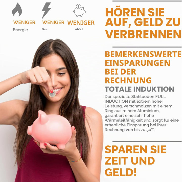 Kochtopf Induktion 28 cm, spülmaschinengeeignet, einfache reinigung, entwickelt mit deutscher techno