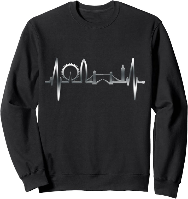 London Skyline Herzschlag England Fan Herz Ich Liebe London Sweatshirt