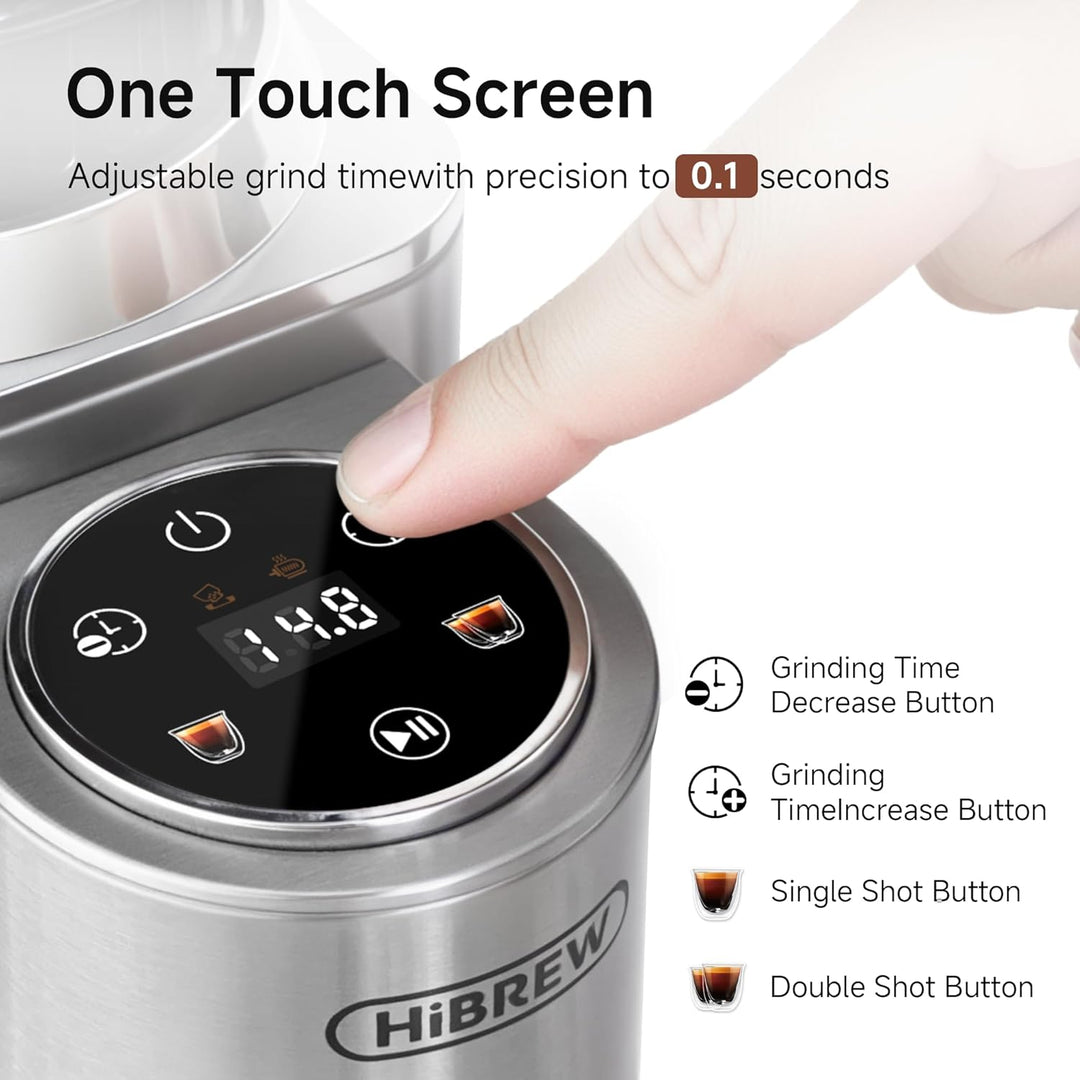 HIBREW G7 Espressomühle mit Kegelsenker, magnetischer Messbecher, Metallgehäuse, 48 Mahlstufen - für