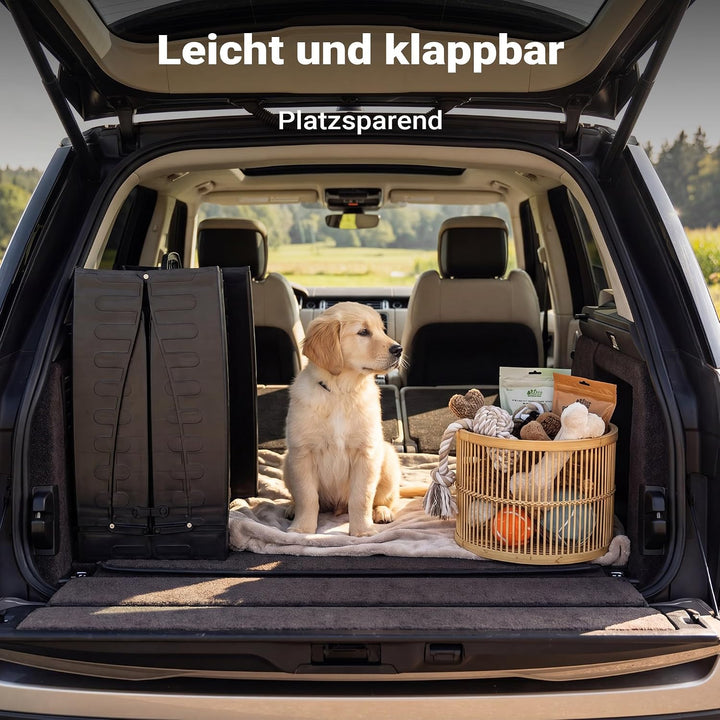 Wiltec Hunderampe 153 x 40 cm 50 kg 3-Fach faltbar rutschfeste Autorampe für Hunde, klappbare Einsti