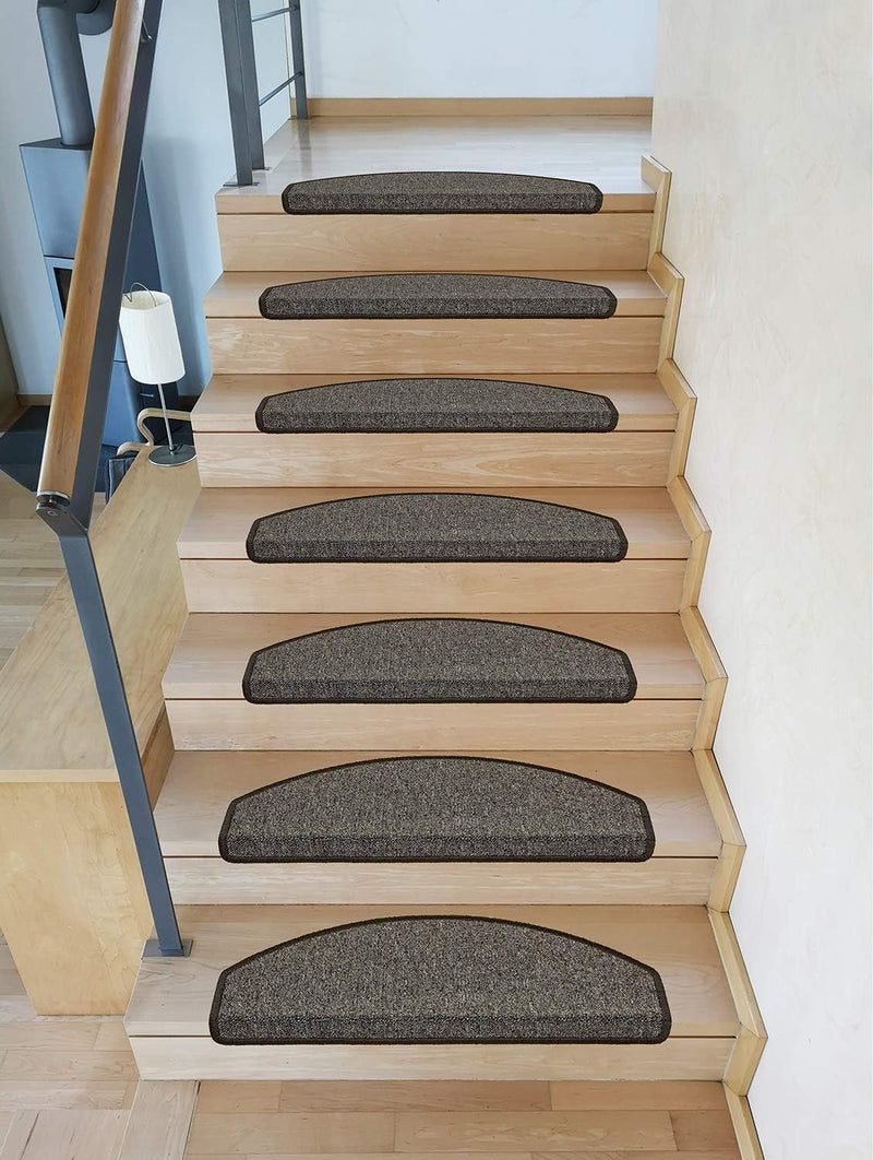 Kettelservice-Metzker Stufenmatten Treppen-Teppich Ariston | Halbrund 65x24cm Trittfläche, Dunkelgra