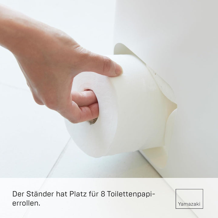 YAMAZAKI 'Tower' 3455 Toilettenpapierspender, Stahl, Weiss, 8 Rollen, Klopapier Aufbewahrung, Toilet
