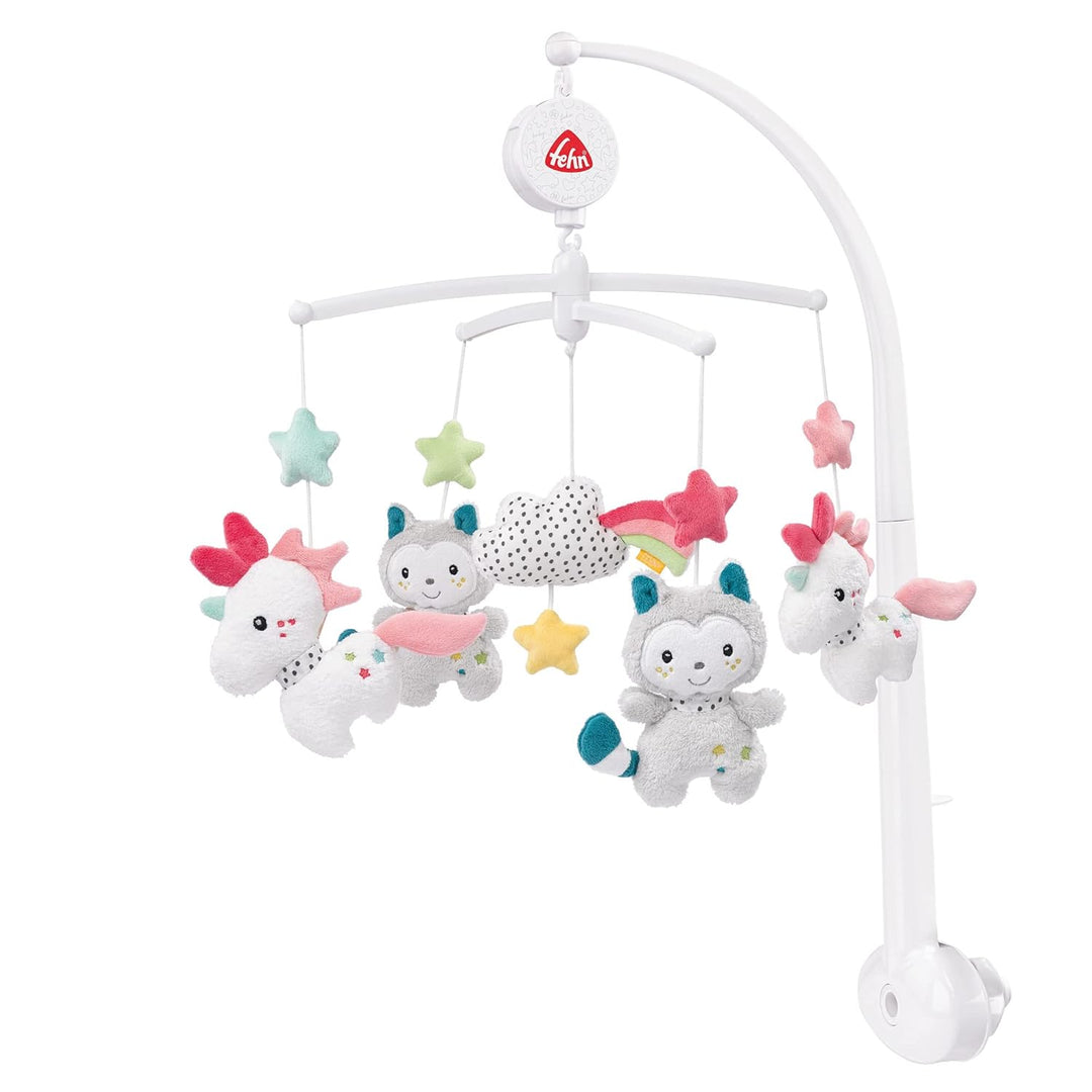 Fehn Musik Mobile Aiko & Yuki - Baby Einschlafhilfe Musikspielzeug mit süssen Tieren - Babymobile Sp