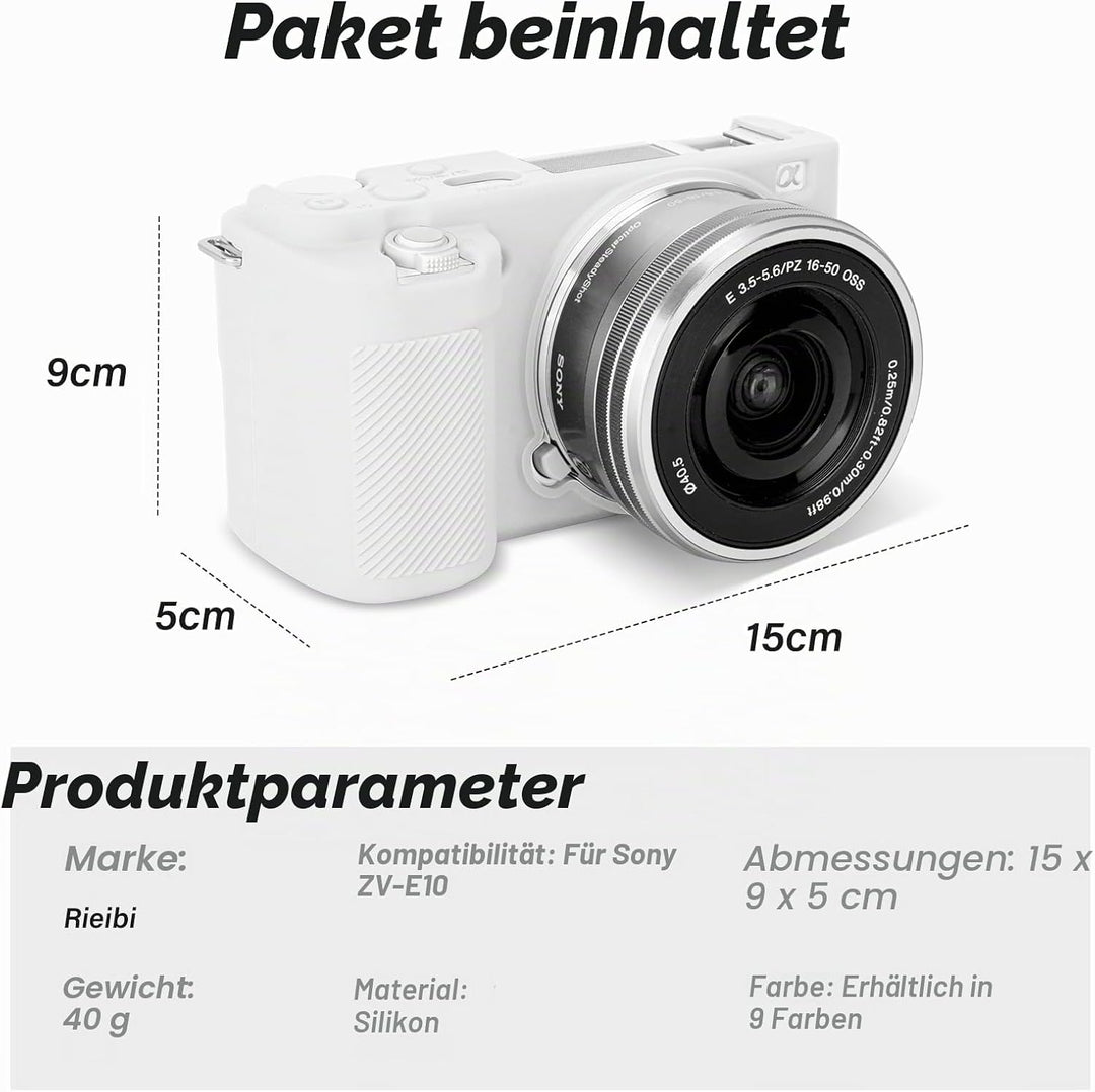 Rieibi ZVE10 Hülle, Weiche Silikon Schutzhülle für Sony ZV-E10 ZVE10 Kamera weiss, weiß