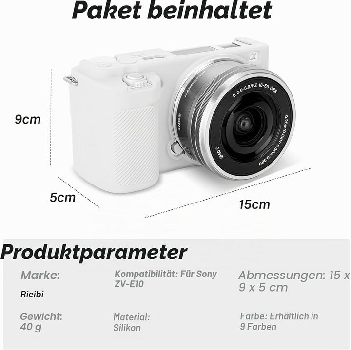 Rieibi ZVE10 Hülle, Weiche Silikon Schutzhülle für Sony ZV-E10 ZVE10 Kamera weiss, weiß