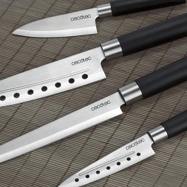 Cecotec Professionelles 4-Messer-Set mit 2 mm breit Klinge Santoku Messerset. Zwart, Zwart