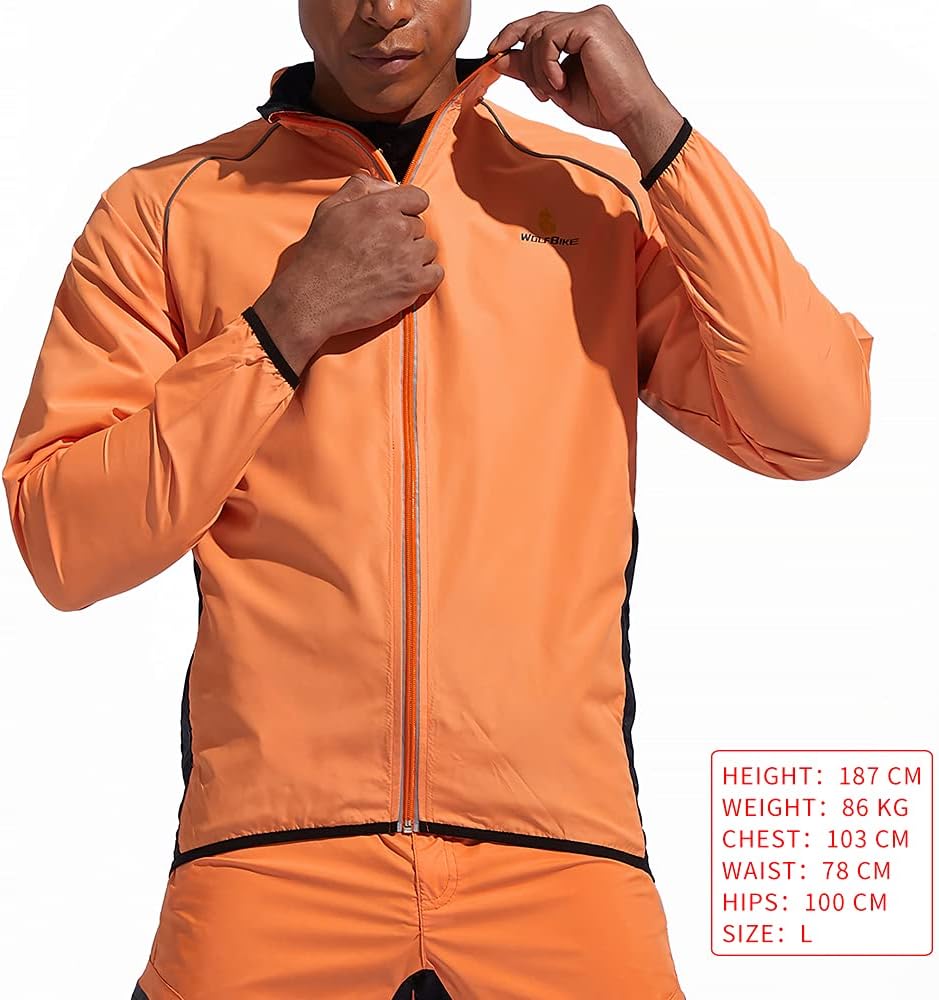 WOSAWE Herren-Fahrradjacke Winddichte wasserdichte MTB Mountainbike Jacket Für Radfahren, Joggen &amp; W