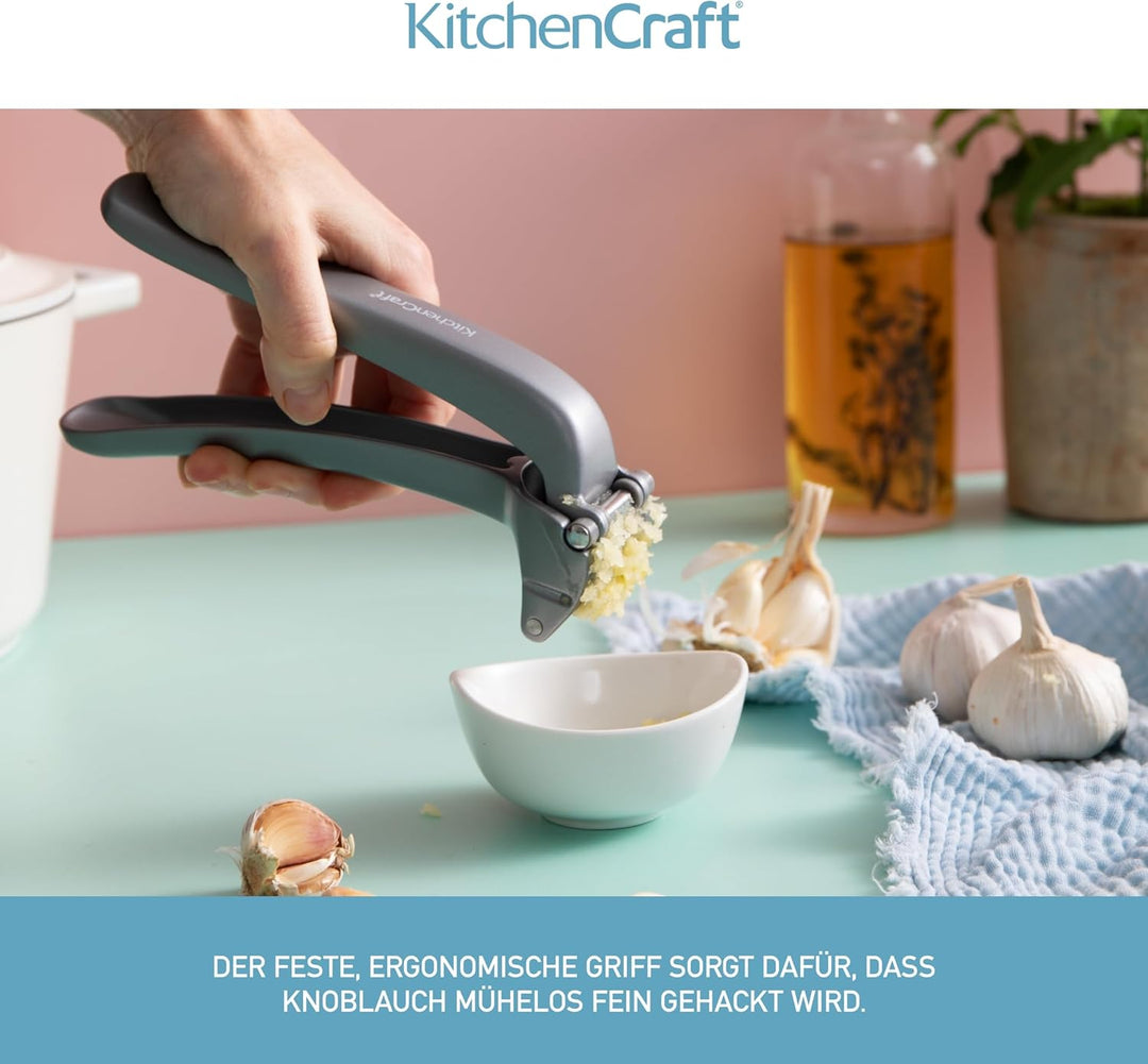 KitchenCraft Knoblauchpresse, leicht zu reinigen, Zerkleinerer und Presse für Knoblauchzehen, mit 36