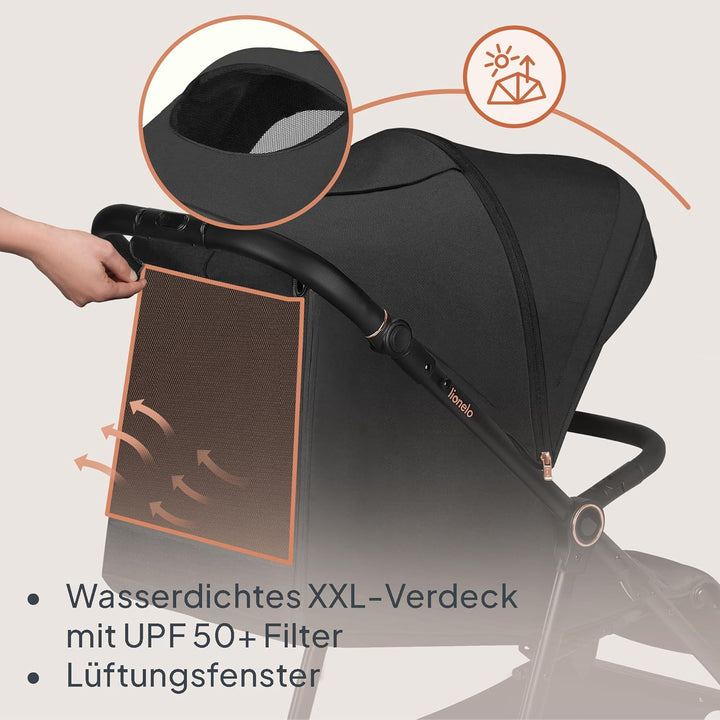 LIONELO MIRA Buggy bis zu 22 kg von 6 Monaten bis 4 Jahren Schwenkbare 360° Räder Volle Stossdämpfun