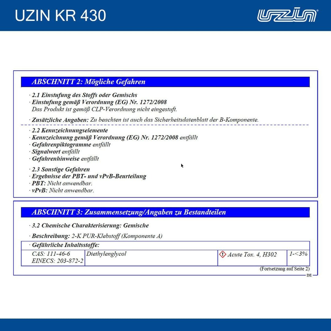 UZIN KR 430 2-K PUR Klebstoff 3kg