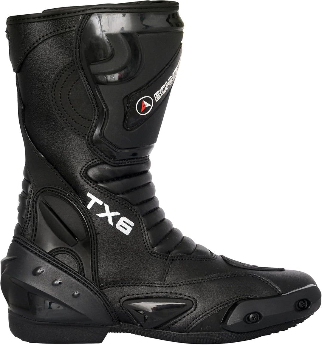 Bohmberg TX6 Herren Motorradstiefel, ergonomisch, Motorradschuhe aus stabilem Leder mit aufgesetzten