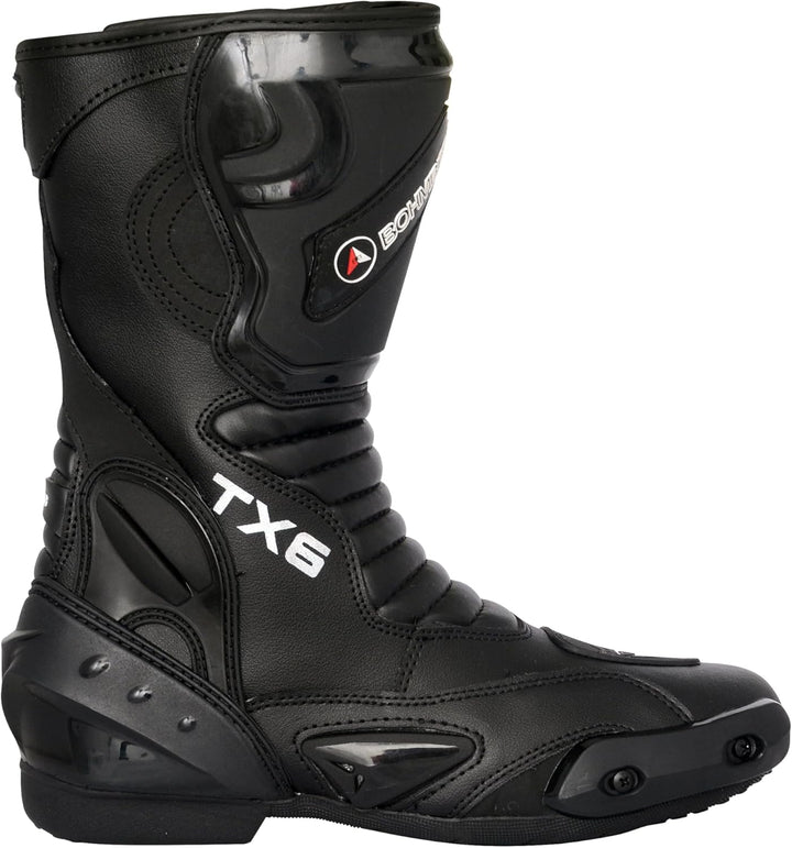 Bohmberg TX6 Herren Motorradstiefel, ergonomisch, Motorradschuhe aus stabilem Leder mit aufgesetzten