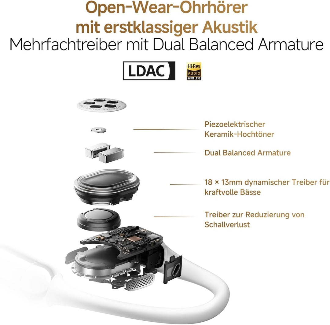 XIAOMI OpenWear Stereo Pro Gold, Open-Ear Kopfhörer, Ohrbügel Bluetooth Headset, Bequemer und Stabil