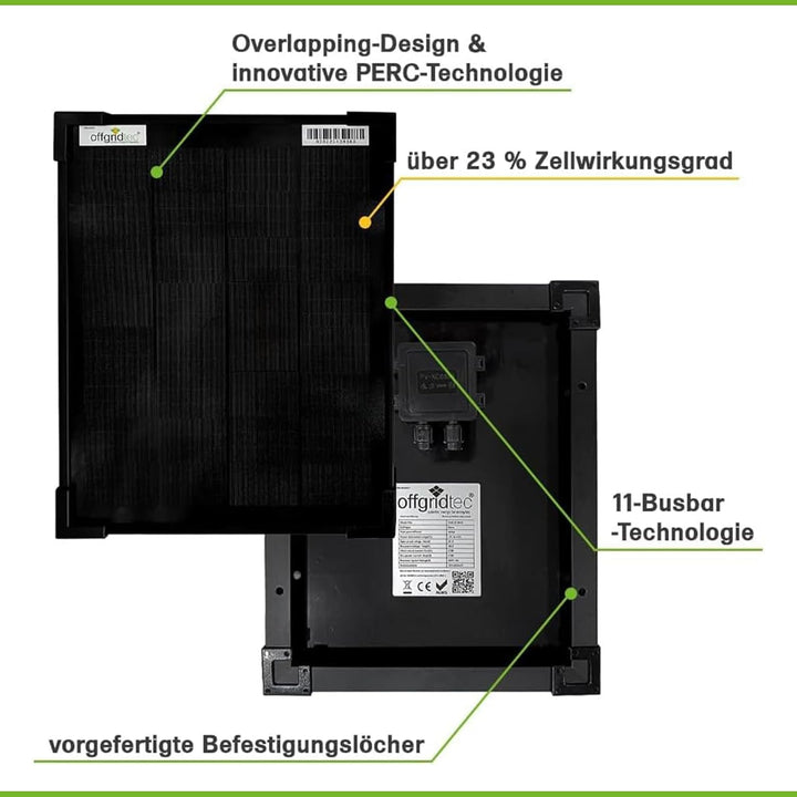 Offgridtec OLP 10W Solarpanel 12V Schindeltechnologie PERC V2, 10W