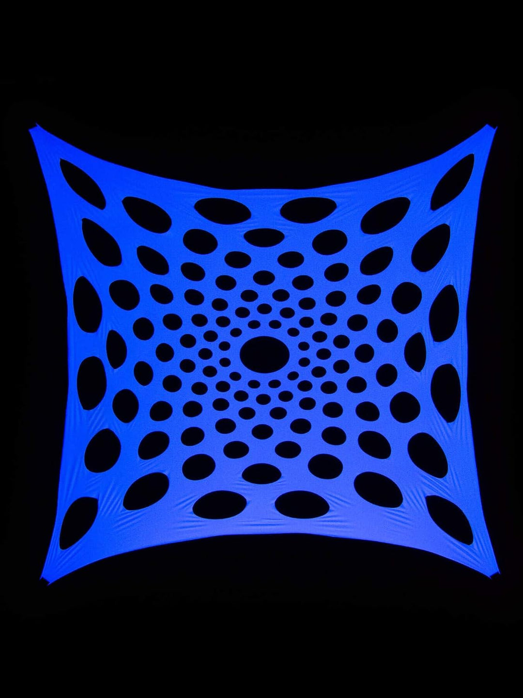PSYWORK Schwarzlicht Segel Spandex | Mandala Dots II | Hellblau | 3 x 3m | UV-aktiv | Leuchtend | Wa